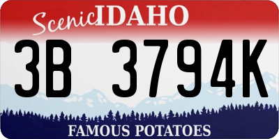 ID license plate 3B3794K