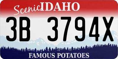 ID license plate 3B3794X