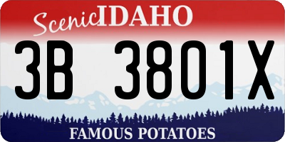 ID license plate 3B3801X