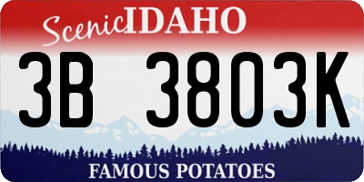 ID license plate 3B3803K