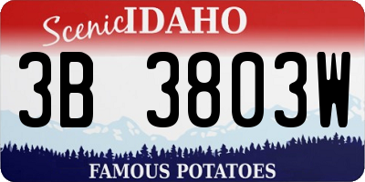 ID license plate 3B3803W