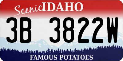 ID license plate 3B3822W