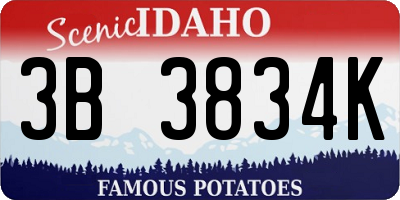 ID license plate 3B3834K