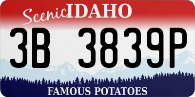 ID license plate 3B3839P