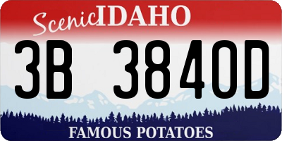 ID license plate 3B3840D
