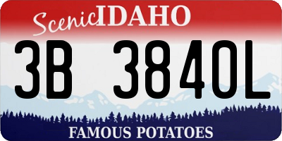 ID license plate 3B3840L