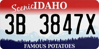 ID license plate 3B3847X