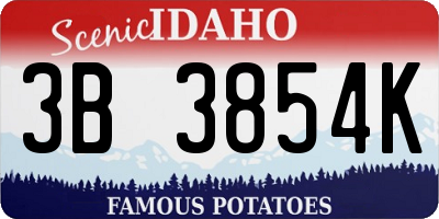 ID license plate 3B3854K