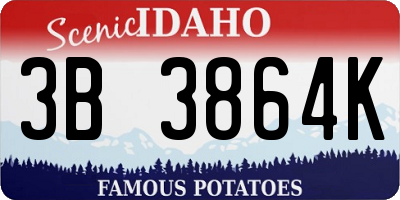 ID license plate 3B3864K