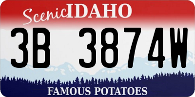 ID license plate 3B3874W