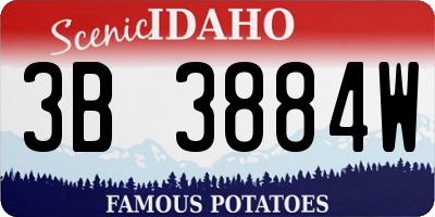 ID license plate 3B3884W