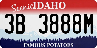 ID license plate 3B3888M