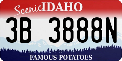 ID license plate 3B3888N