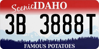 ID license plate 3B3888T