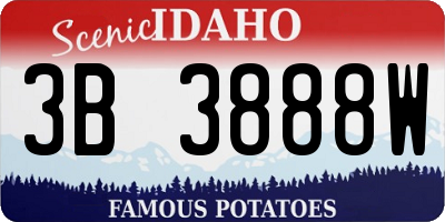 ID license plate 3B3888W