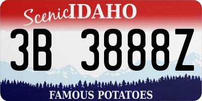 ID license plate 3B3888Z