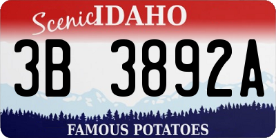 ID license plate 3B3892A