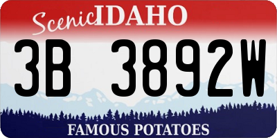 ID license plate 3B3892W