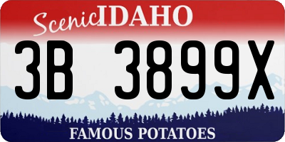 ID license plate 3B3899X