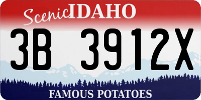 ID license plate 3B3912X