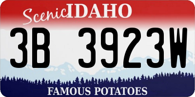 ID license plate 3B3923W