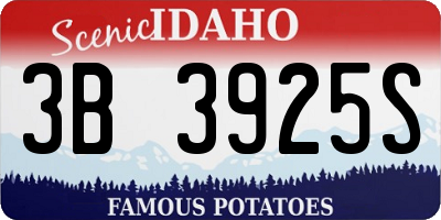 ID license plate 3B3925S
