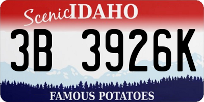 ID license plate 3B3926K