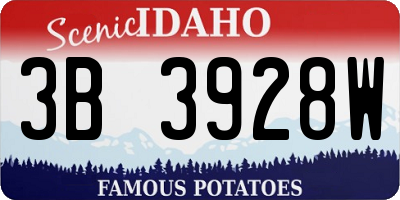 ID license plate 3B3928W