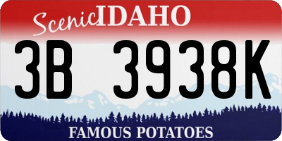 ID license plate 3B3938K