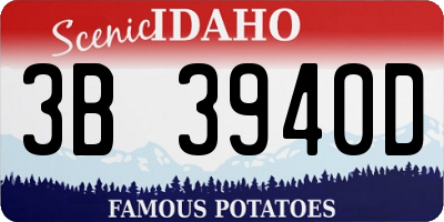 ID license plate 3B3940D