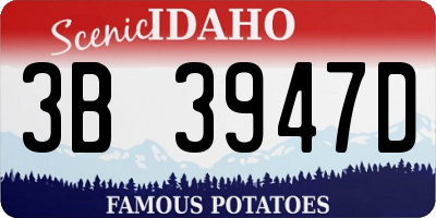 ID license plate 3B3947D
