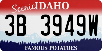 ID license plate 3B3949W