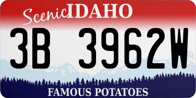 ID license plate 3B3962W