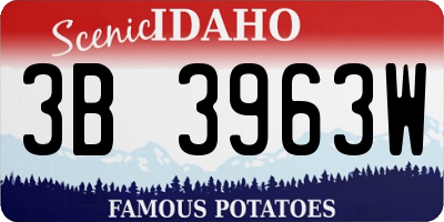 ID license plate 3B3963W