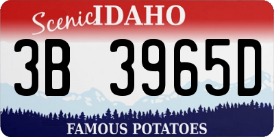 ID license plate 3B3965D