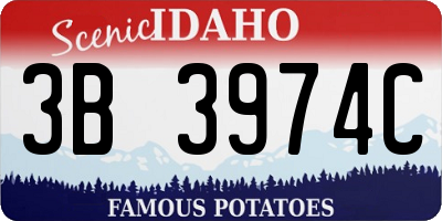 ID license plate 3B3974C