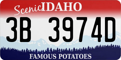 ID license plate 3B3974D