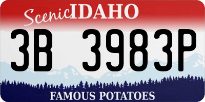 ID license plate 3B3983P