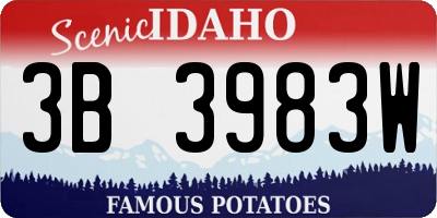 ID license plate 3B3983W