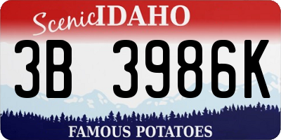 ID license plate 3B3986K