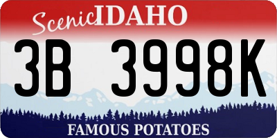 ID license plate 3B3998K
