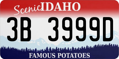 ID license plate 3B3999D
