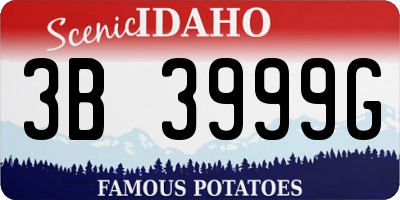 ID license plate 3B3999G