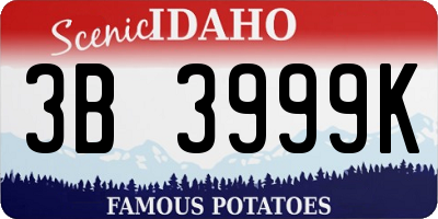 ID license plate 3B3999K