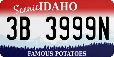 ID license plate 3B3999N