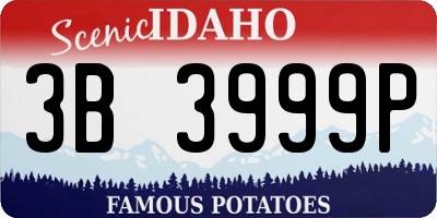 ID license plate 3B3999P