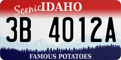 ID license plate 3B4012A