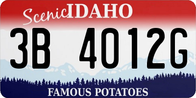 ID license plate 3B4012G