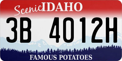 ID license plate 3B4012H