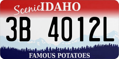 ID license plate 3B4012L